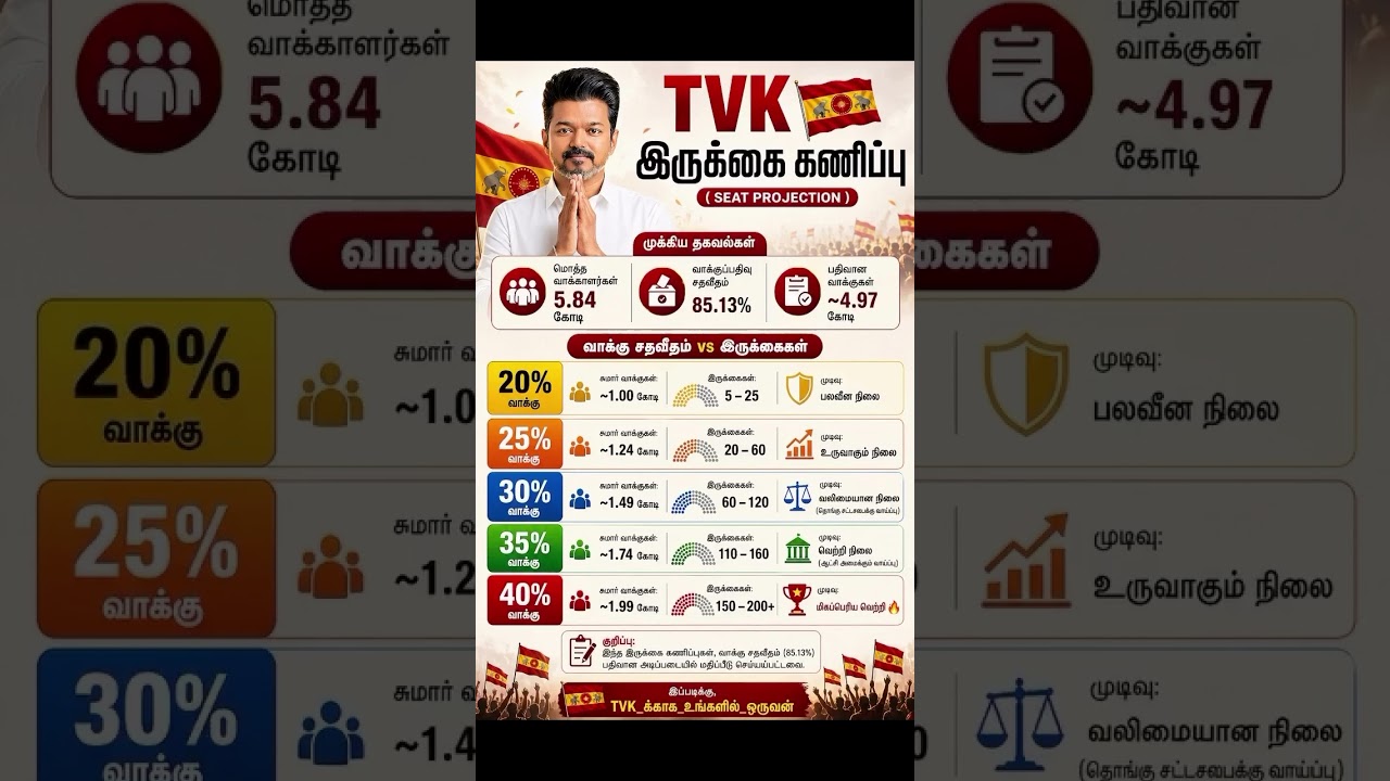TVK Vote Share Analysis 🔥 Vijay Mass Entry Impact! #TVK #ThalapathyVijay #TamilNaduPolitics #vijay