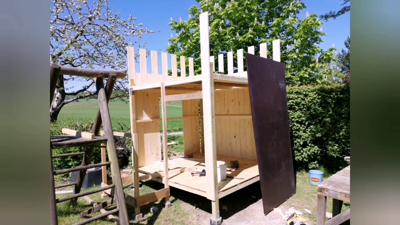 Spielhaus selbst gebaut DIY Teil 3 - die Fassade Ritterburg Baumhaus Gartenhaus Kinder Spielhütte