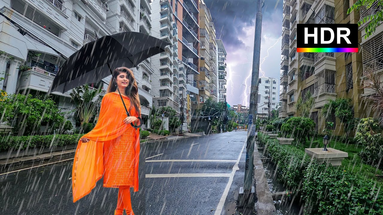 Beautiful Heavy Rain Walk in Chittagong City - Bangladeshi Walking tour, 4K HDR