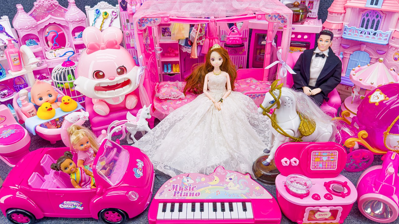 22 Minutes Satisfying Unboxing Barbie Princess Pink Kitchen, Rock Bed Play Set | Review Toys