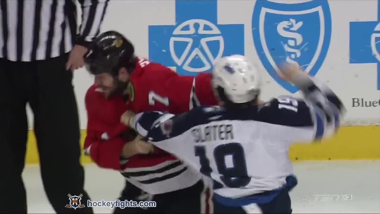 Jim Slater vs Brent Seabrook Jan 16, 2015