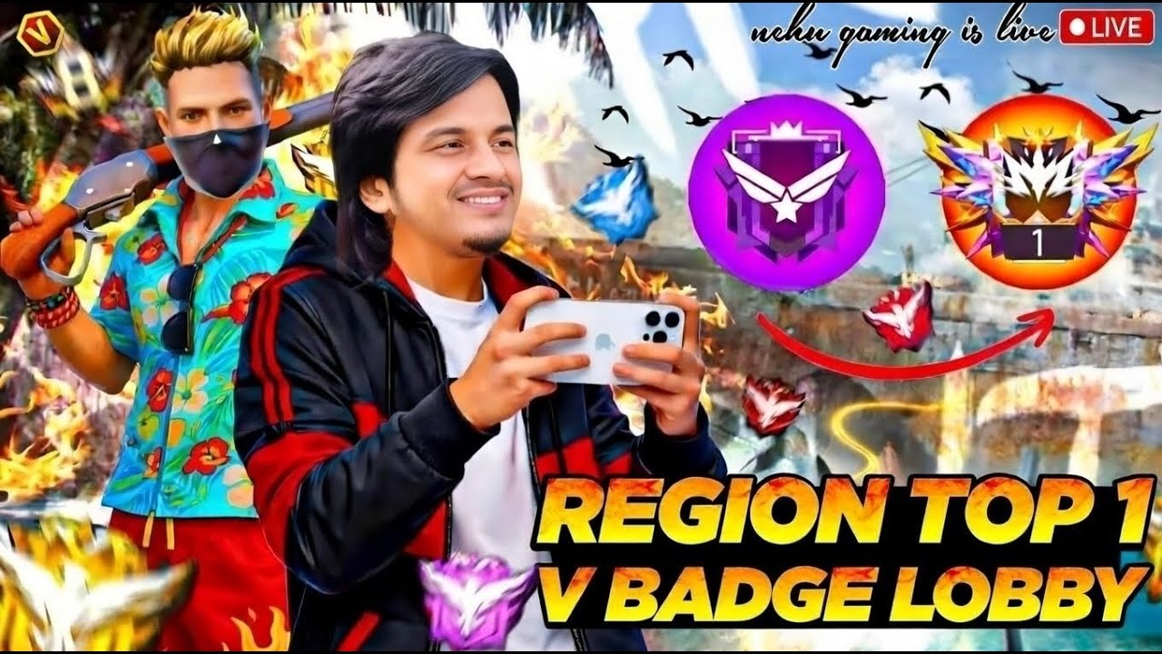 New Grandmaster Top 1 Push V Badge Lobby ❤ FF LIVE ✌ Free Fire LIVE!