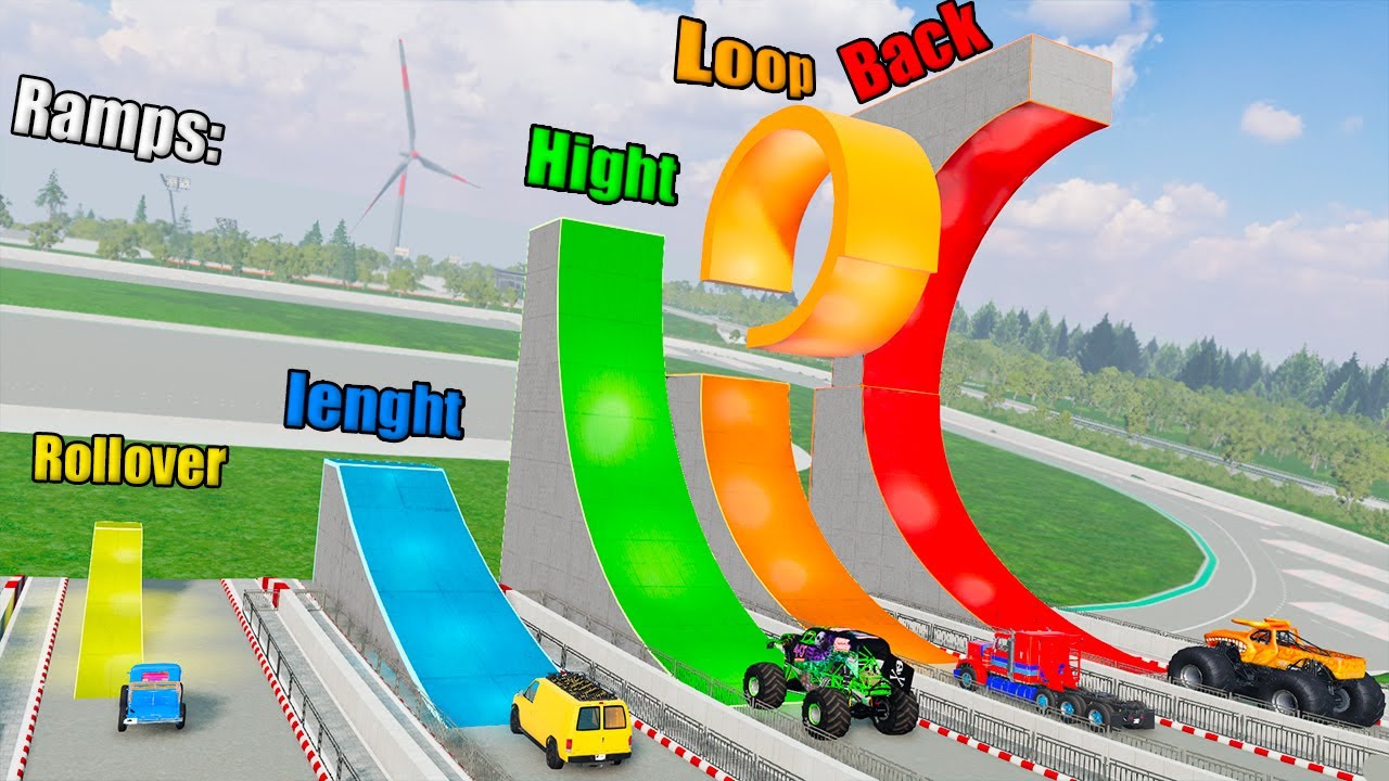 Which MONSTER TRUCK will be BETTER than the Jumping Ramp? - BeamNG Monster Truck Crashes