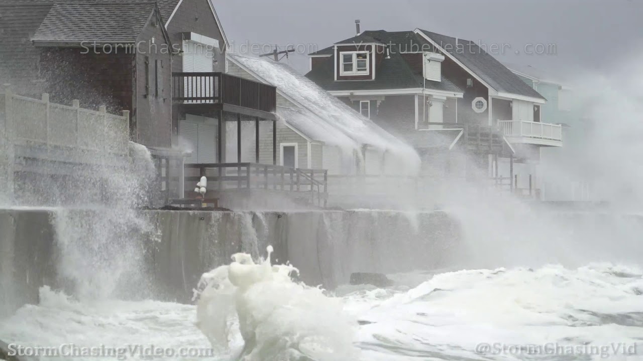 Massive waves and storm surge from NorEaster slams Scituate, MA - 12/02/2019