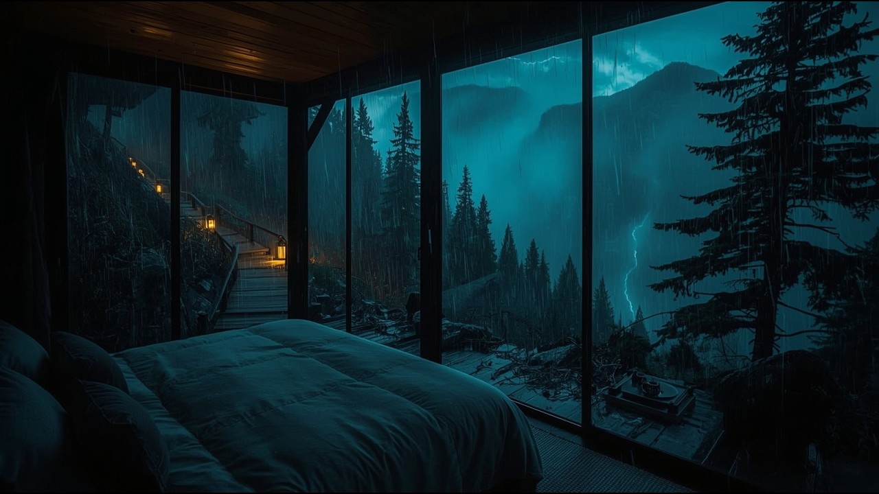 Quiet Rain in a Spring Mountain 🌧 | Dark Bedroom Night Sounds for Deep Sleep #3t