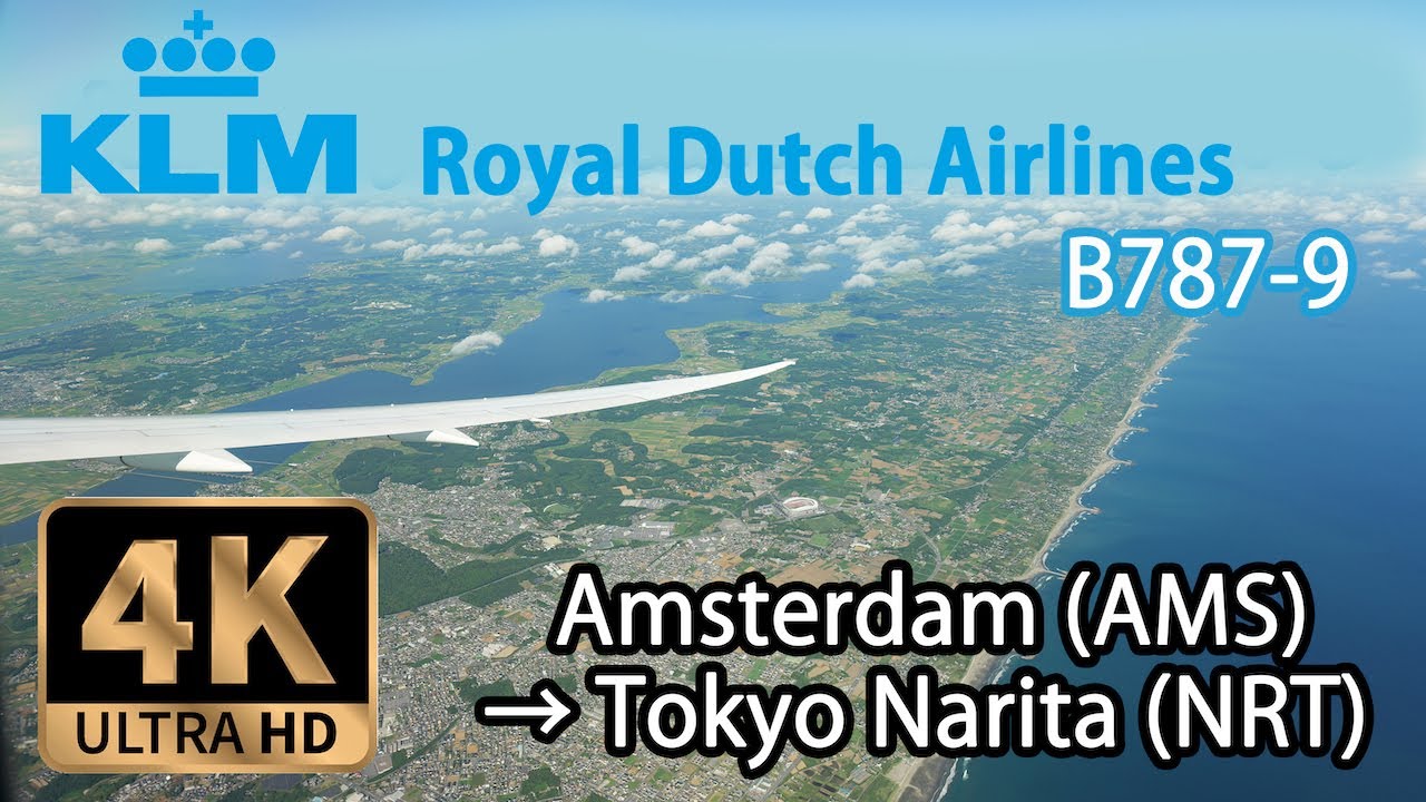 【4K Flight】Amsterdam (AMS) to Tokyo Narita (NRT) KLM Royal Dutch Airlines B787-9