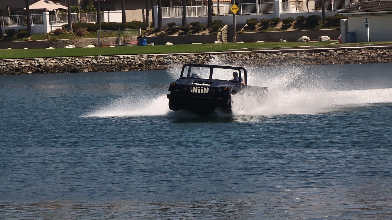Hummer + amphibious test at Marine Stadium of Long Beach CA