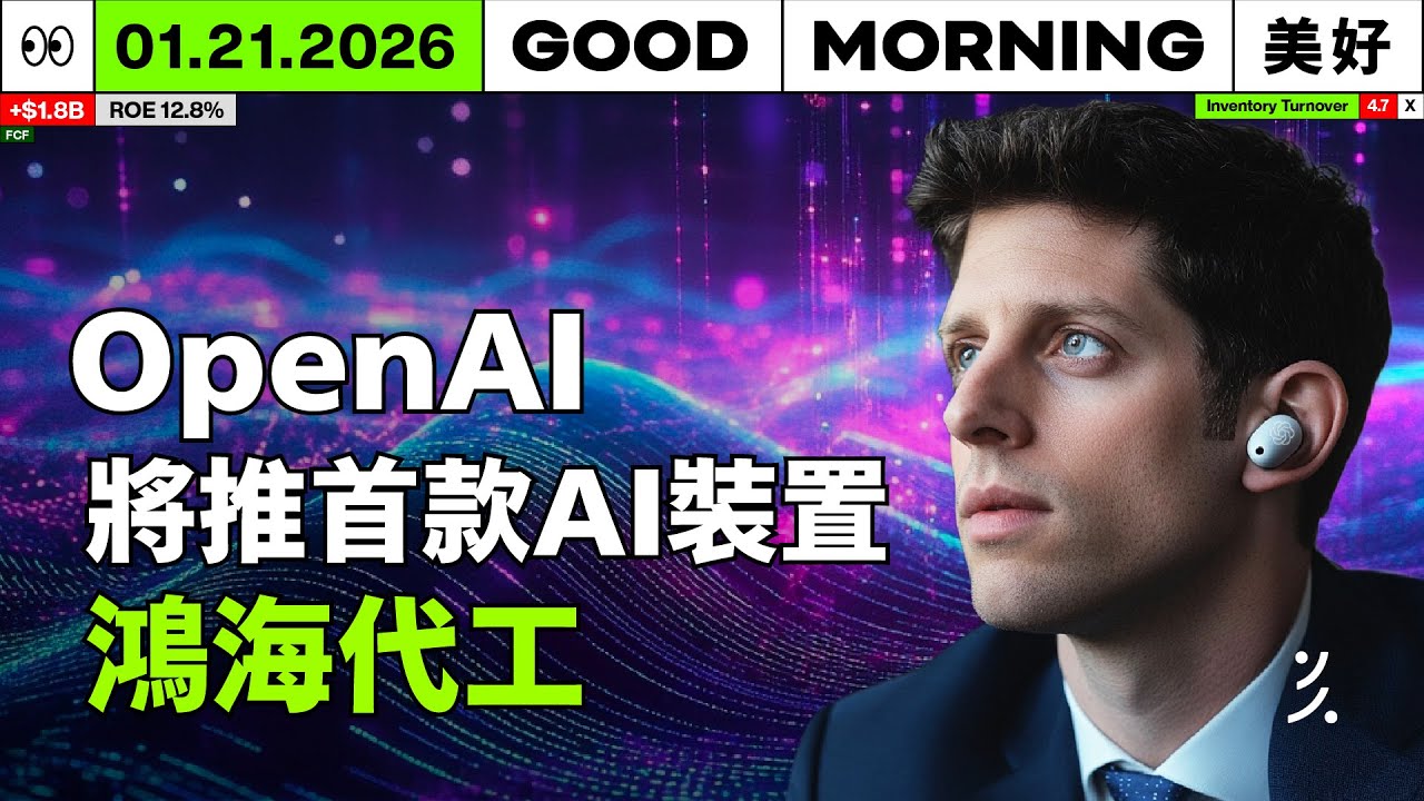 OpenAI將推首款AI裝置，鴻海代工，首年出貨上看 5,000 萬台｜2026/01/21 (三)