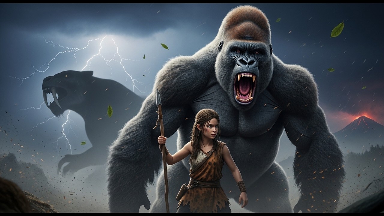 Alone 4.9 Million Years Ago… Girl & Gorilla vs Every Predator | Ultimate Survival Battle 4K