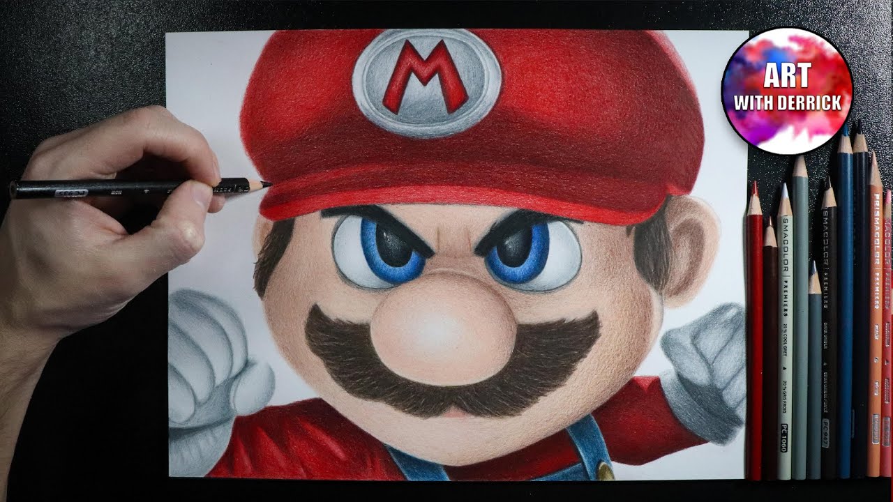 Drawing Mario with Colored Pencils - Timelapse Art