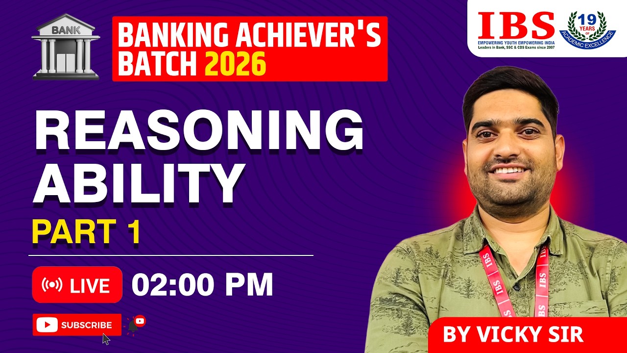 LIVE 02 :00 PM || BANKING ACHIEVER'S BATCH 2026 || REASONING ABILITY PART 1  || VICKY SIR