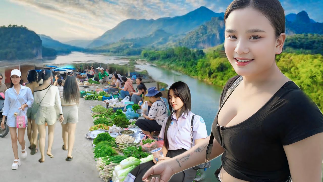 GẶP TOÀN GÁI XINH Ở CHỢ NƯỚC LÀO VEN SÔNG MÊ KÔNG BÁN TOÀN ĐỒ ĐỘC LẠ QUÊN CẢ LỐI VỀ