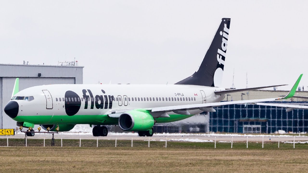 Flair Airlines New Livery Boeing 737-800 Takeoff from Calgary Airport