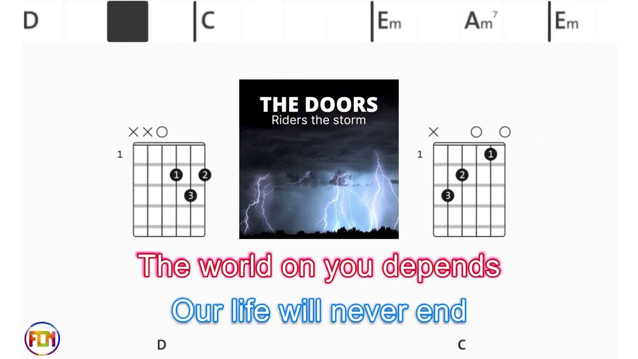 THE DOORS Riders on The Storm FCN GUITAR CHORDS & LYRICS