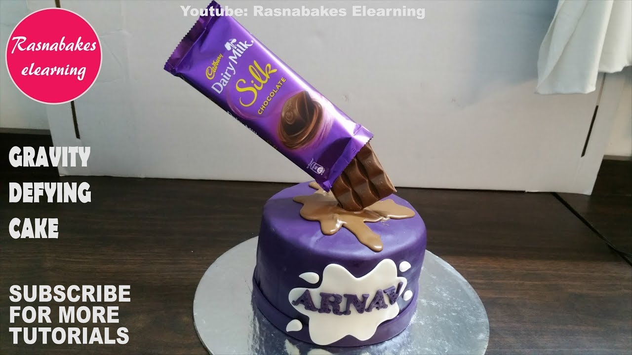 cadbury chocolate bar gravity defied birthday cake decorating tutorial video:gifts ideas