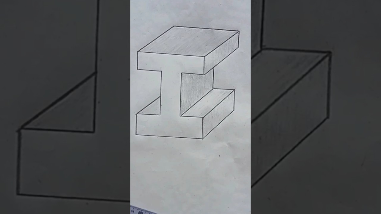 3D letter I|| drawing||ghamgeen Aftab Art|| 2023