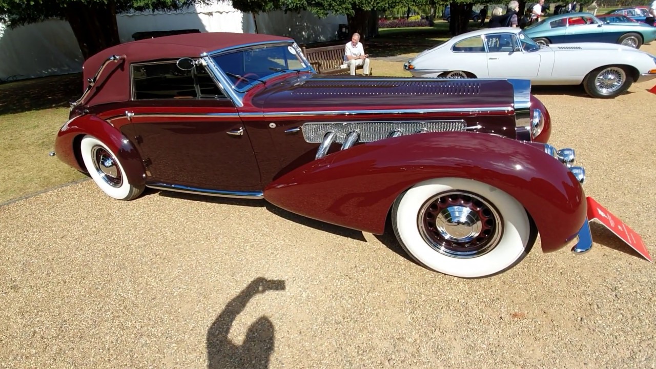 1937 Delage D8-120 Cabriolet Interior and Exterior Video View at Hampton Court Palace 2019