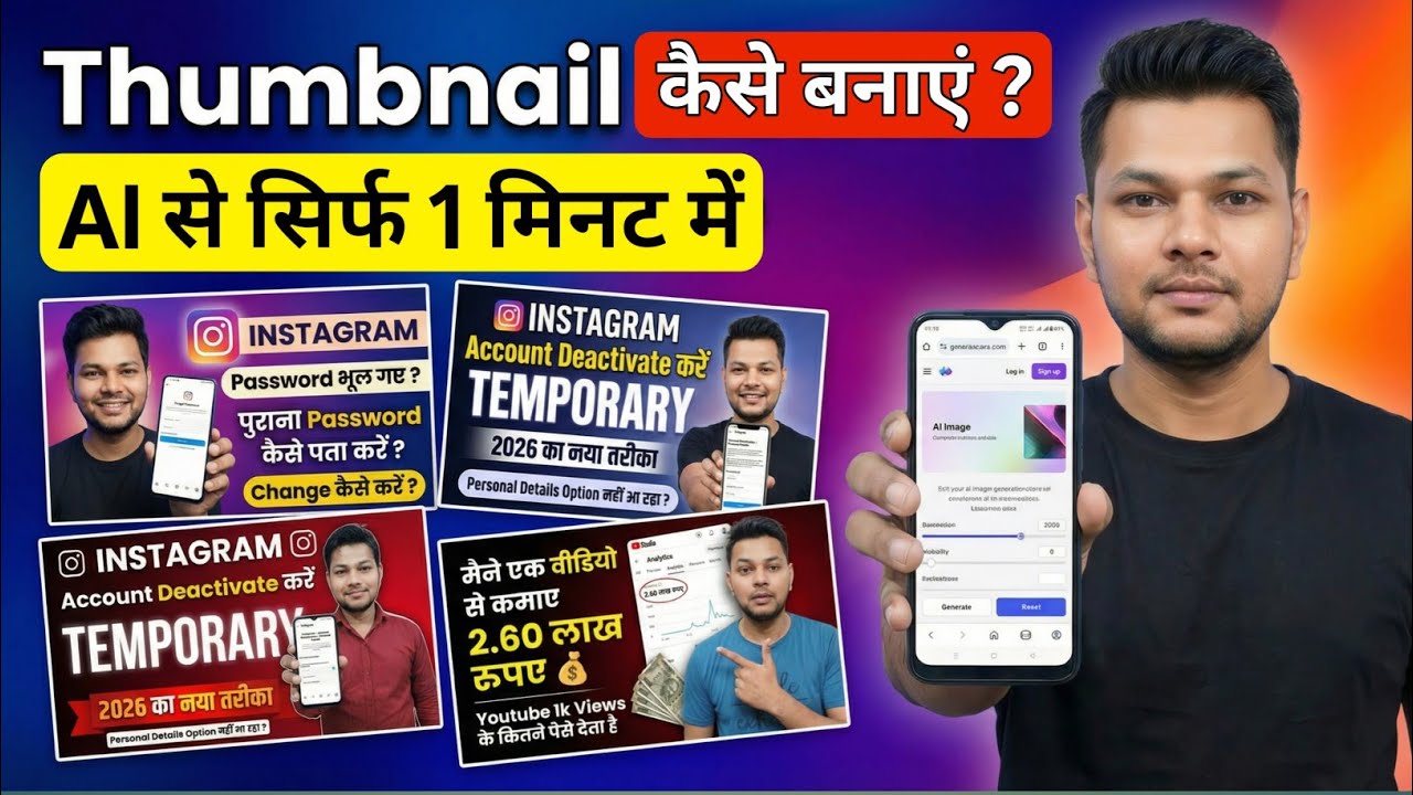 Sirf Prompt Likhkar AI Se Thumbnail Banaye 😱 | Mobile Se Professional YouTube Thumbnail Kaise Banaye