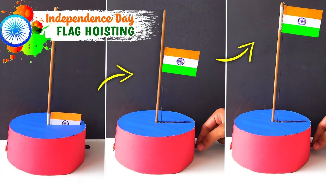 How to make working flag hoisting at home , Independence day special school project |easy paper toys