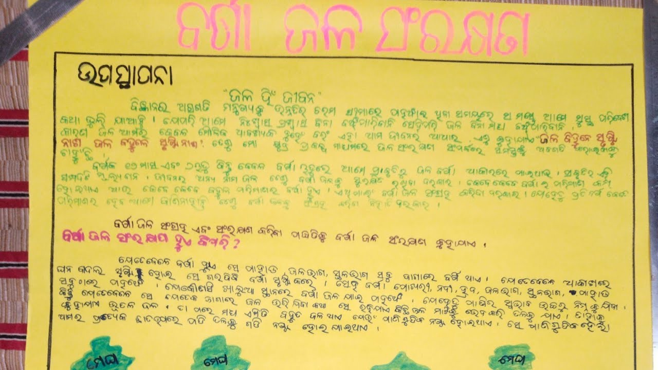 ବର୍ଷା ଜଳ ସଂରକ୍ଷଣ ପ୍ରକଳ୍ପ ଲେଖା/ Rain ☔ water harvesting Project writting/ #MSAHOO SIMA
