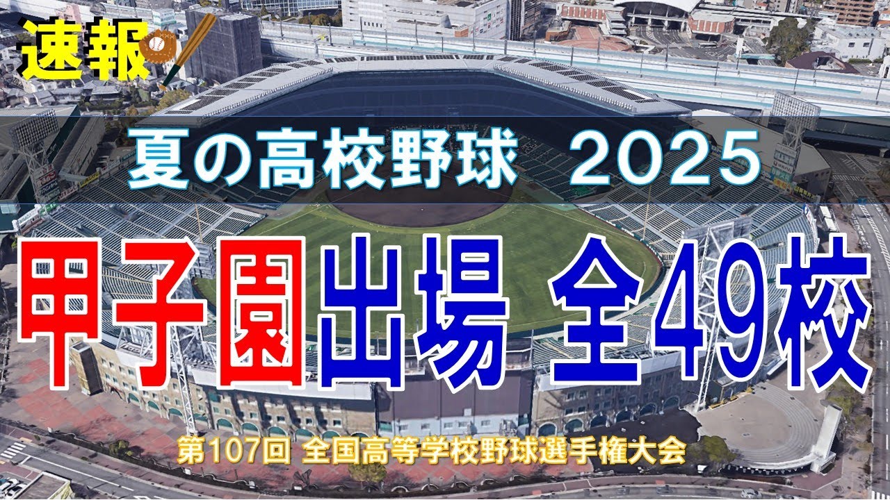【高校野球】夏の甲子園 2025 出場49校（第107回全国高等学校野球選手権大会） 【空から見る】