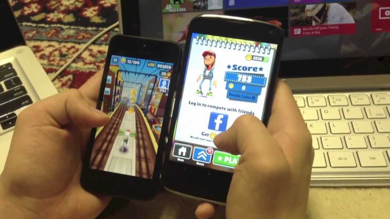 iPhone 5 vs Nexus 4 Performance Test On Subway Surfers