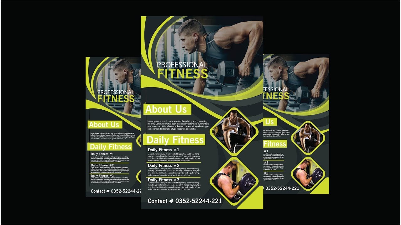 Fitness & GYM Brochure Design in Illustrator cc 2018|GYM Flyer Design in Illustrator cc 2018