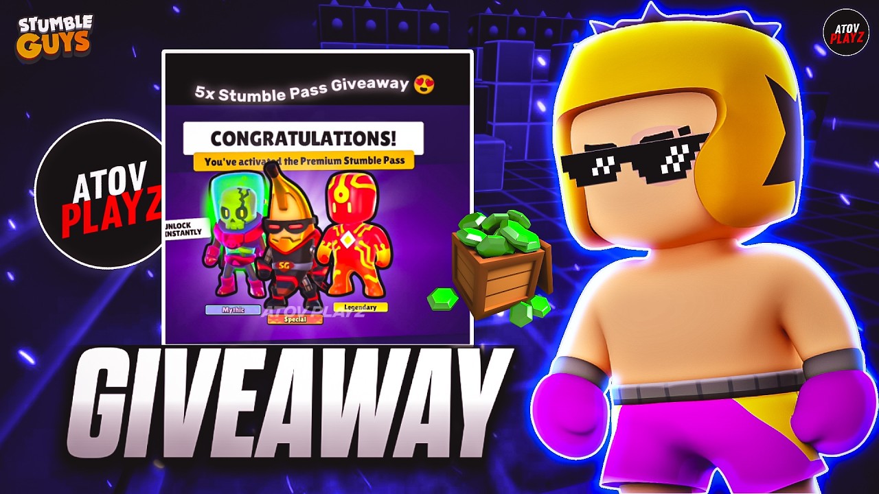 5x Stumble Pass Giveaway 😍 - Stumble Guys Live #stumbleguys #atovplayz