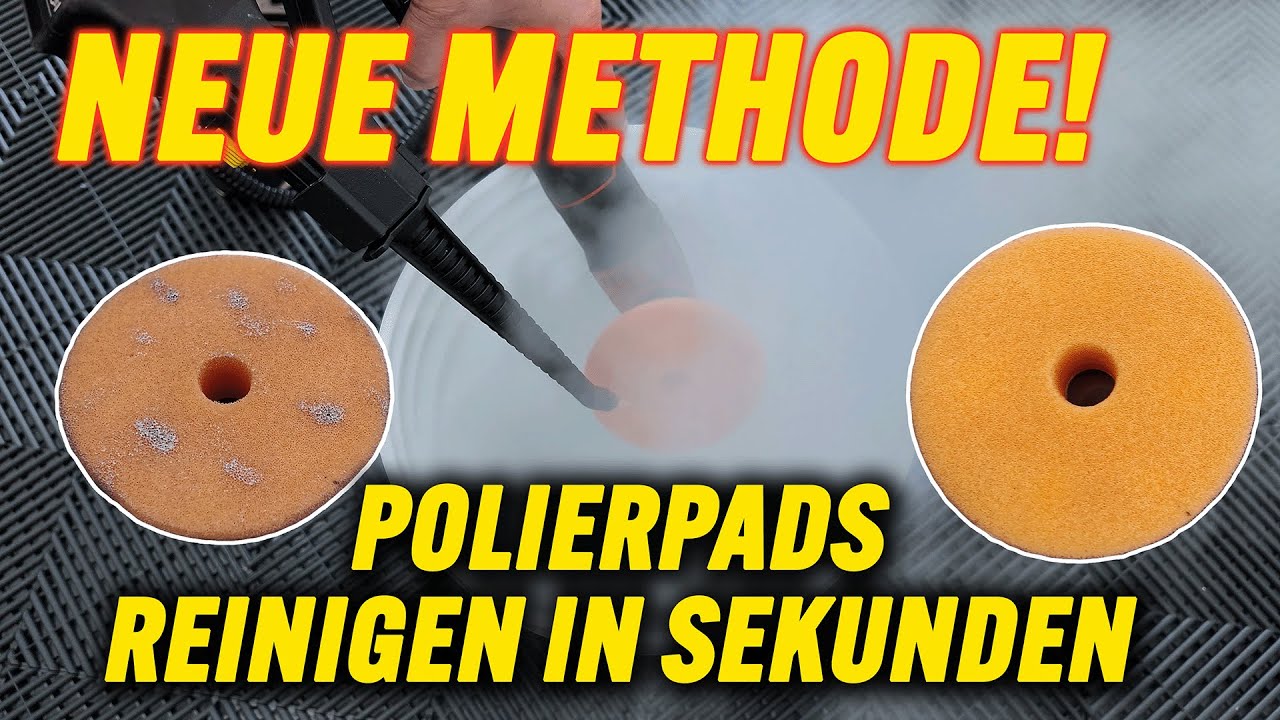Polierpads reinigen gründlich + superschnell sauber: Padwasher vs. Trockendampf