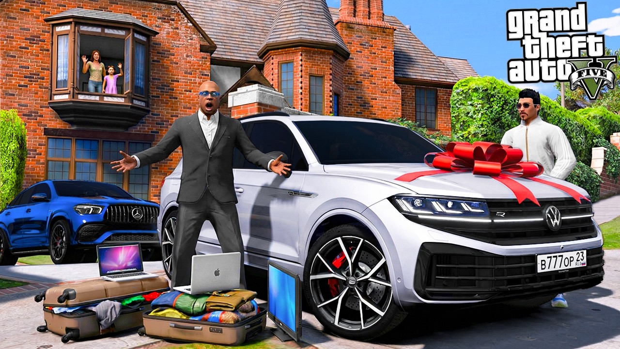 ОТЕЦ И СЫН В GTA 5 - ПОДАРИЛ ОХРАННИКУ ОСОБНЯК И VOLKSWAGEN TOUAREG! ОХРАННИК СПАС МНЕ ЖИЗНЬ! 🌊ВОТЕР