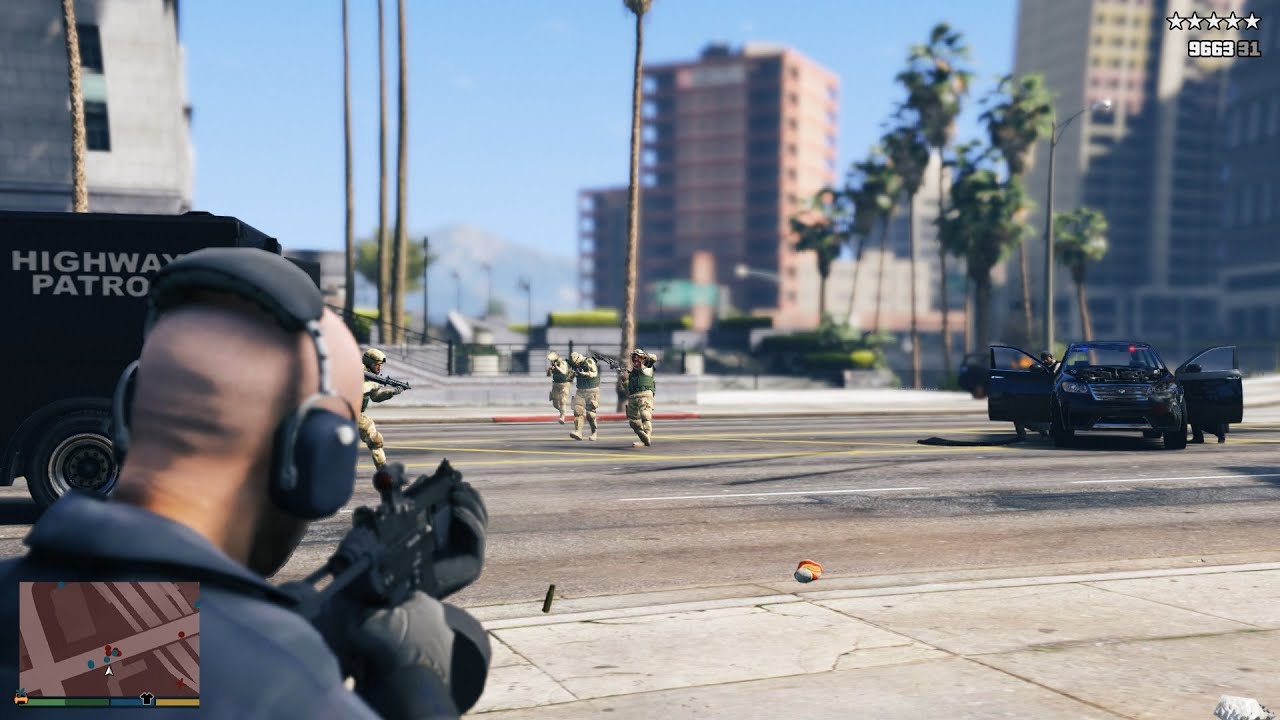 GTA V FIB Headquarters Massacre + 5 Star Cop Chase Escape [VE:DGA 5.2]