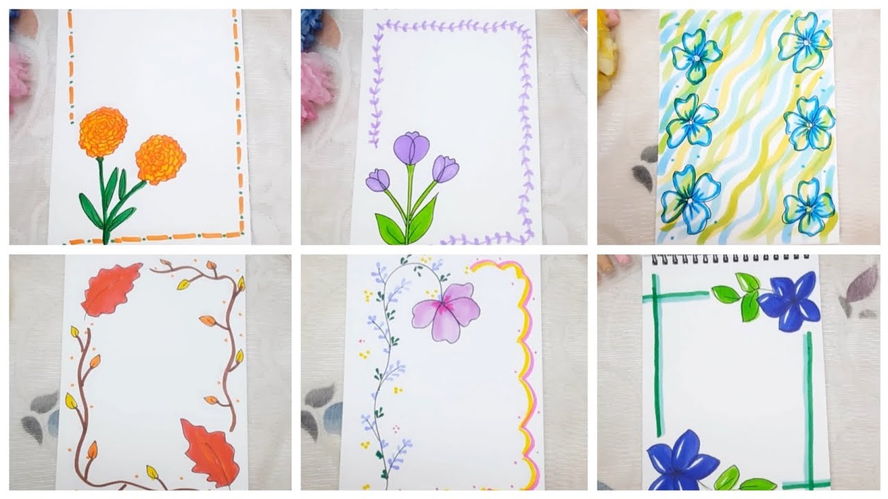 6 BEAUTIFUL FRONT PAGE DESIGNS/ PROJECT WORK DESIGNS/A4 SHEET/ BORDER DESIGN FOR SCHOOL PROJECT