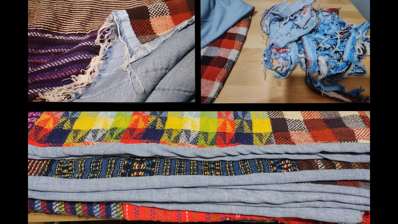 Repairing Vintage Sweater & Denim Quilt Using a Serger.