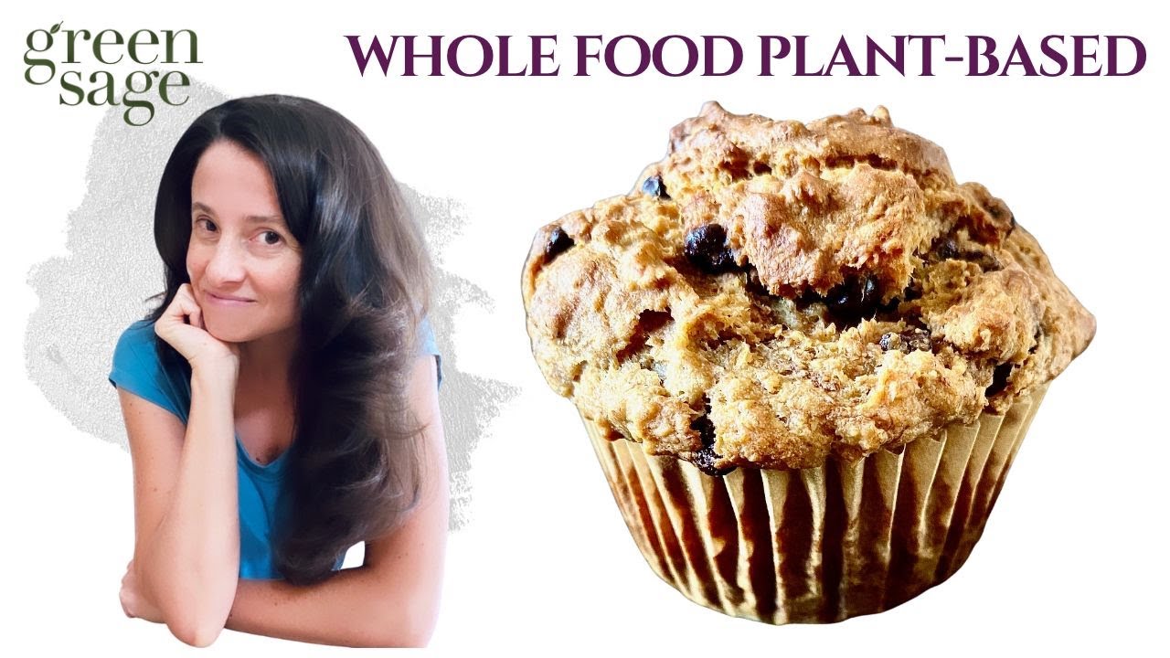 Healthy Vegan Banana Chocolate Chip Muffins - A Whole Food Plant-Based Oil-Free Recipe