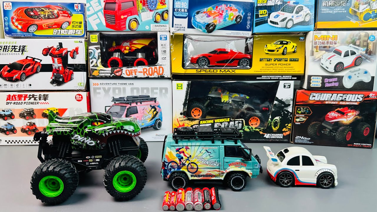 14MINUTES SATISFYING WITH UNBOXING REMOTE CONTROL DINOSAUR TRUCK,RC VAN,RC MINI GTR RACING CAR
