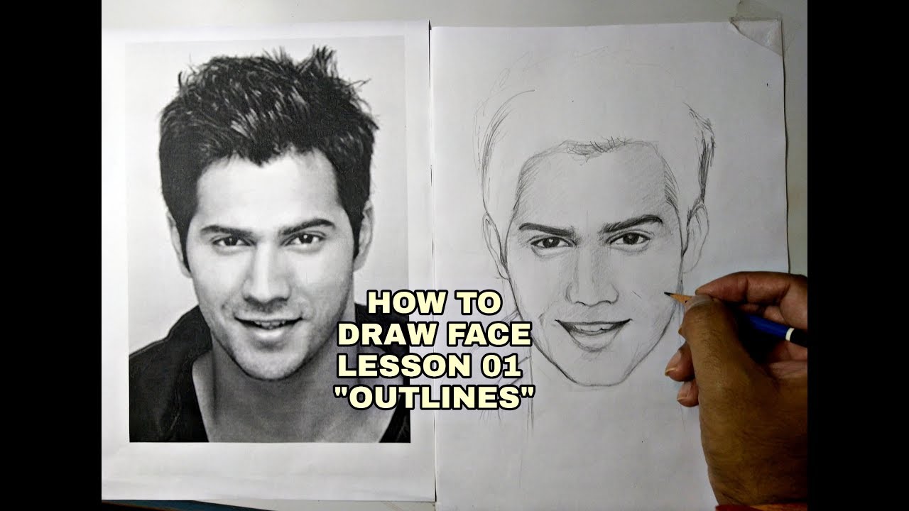 How to draw a face for beginners episode lesson 01 - outline drawing tutorial