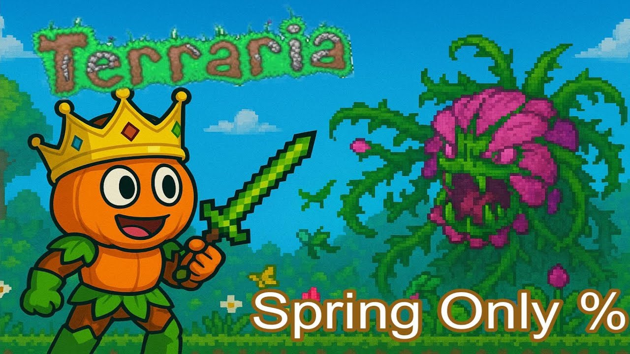 Can I Beat Terraria Using ONLY Spring Themed Gear? | Four Seasons |