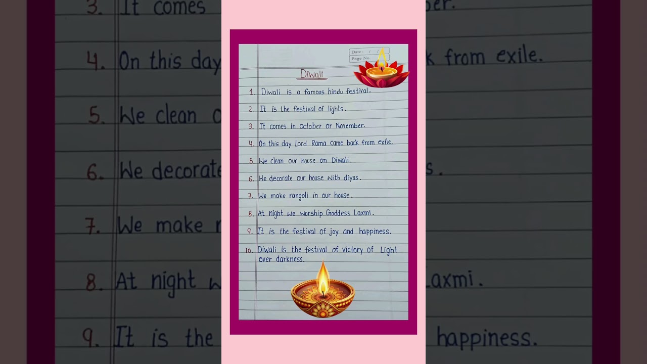 10 lines essay on Diwali in english / 10 lines on Diwali / short essay on diwali