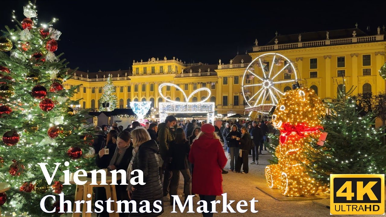 Vienna Christmas Market 2025 🇦🇹 Walking Tour, Schönbrunn Palace 4K UHD