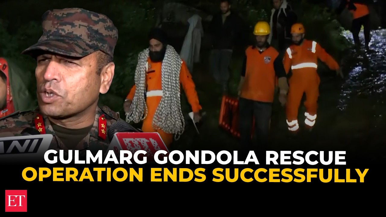 Indian Army, along with SDRF and J&K Police, concludes cable car halt rescue operations in Gulmarg