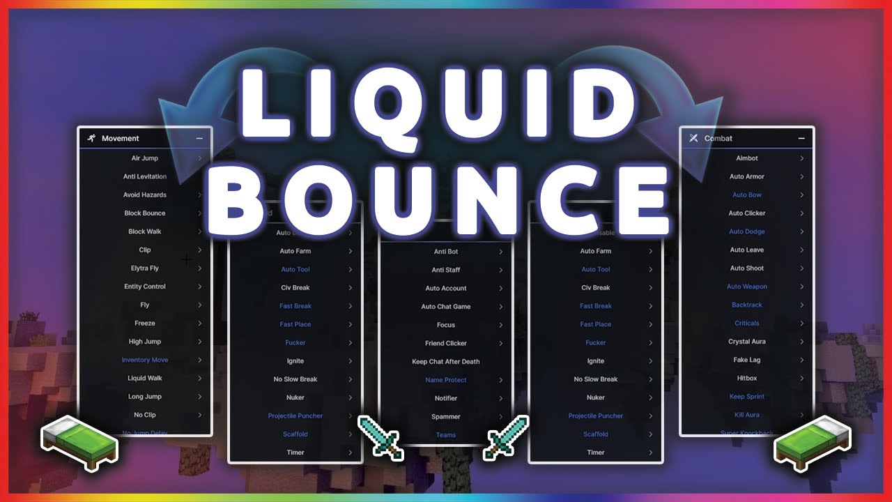 Обзор взломанного клиента Liquid Bounce Free | Полный обзор клиента — Эпизод №50