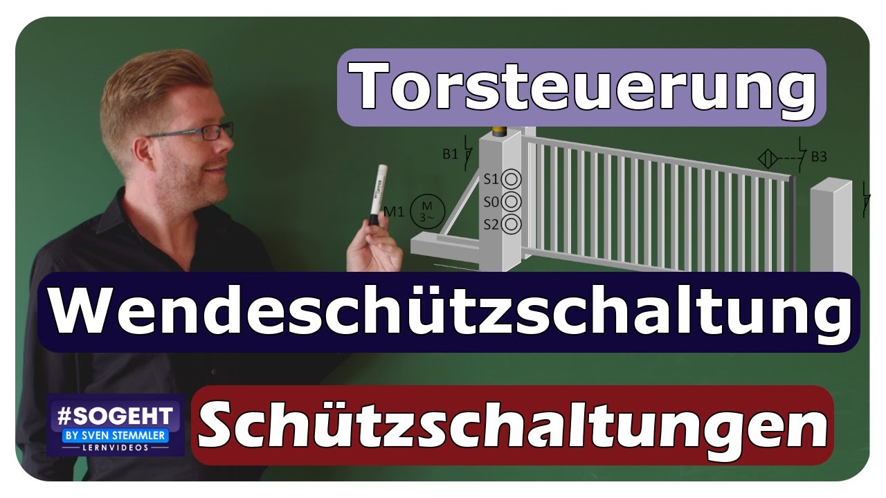 Torsteuerung: Wendesch&uuml;tzschaltung mit Meldeleuchte und Sicherheitsdruckleiste