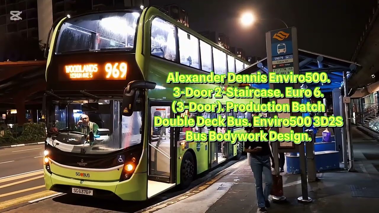 SG6376P Sv 969. Arr/Depart Yishun Stn Bus Stop. Enviro500. Euro 6. 3-Door DD Bus. SG❤️BUS. 28/11/24.