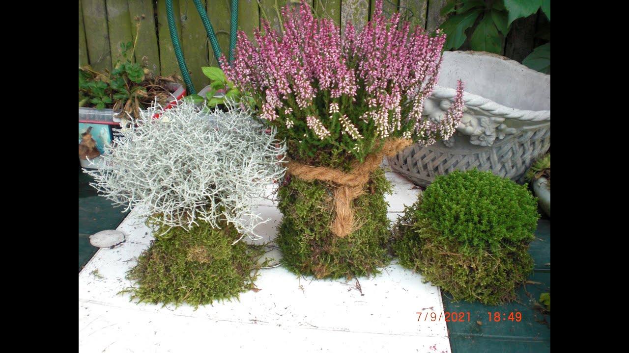 Herbstdeko - Pilze aus Moos und Blumen - kleine schnelle Idee f&uuml;r den Garten