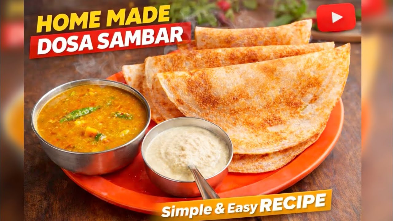 👉 Ghar Par Banaye Crispy Dosa Sambar | Simple & Easy South Indian Recipe