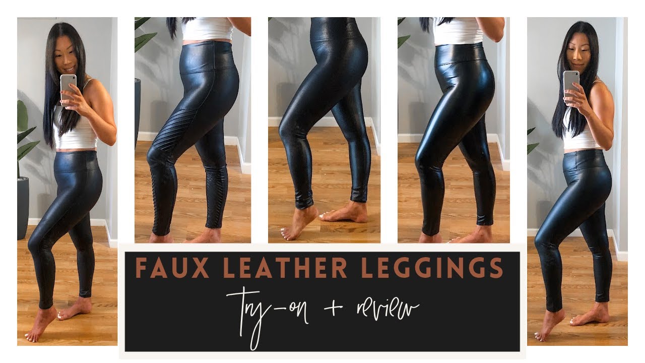 TRYING ON 7 DIFFERENT BRANDS OF FAUX LEATHER LEGGINGS | JAMIE SCHROEDER