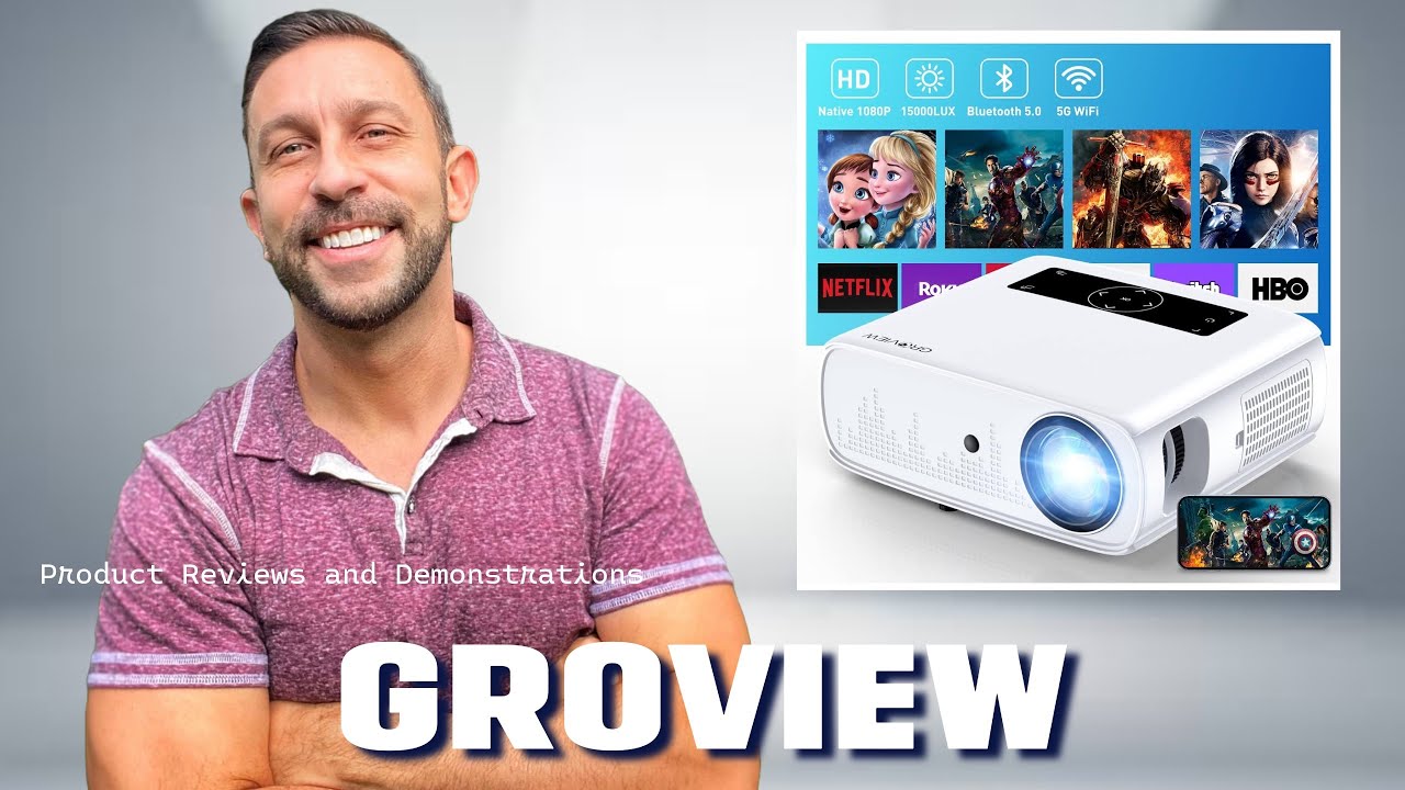 Проектор GROVIEW, 15000 люкс, 490 ANSI, 1080P, WiFi, Bluetooth, 300 дюймов 😁