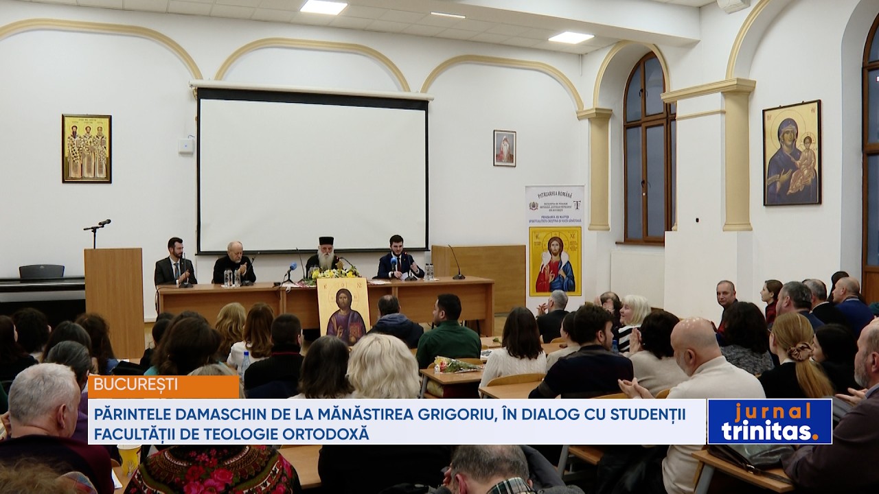 Părintele Damaschin de la Mănăstirea Grigoriu, în dialog cu studenții Facultății de Teologie