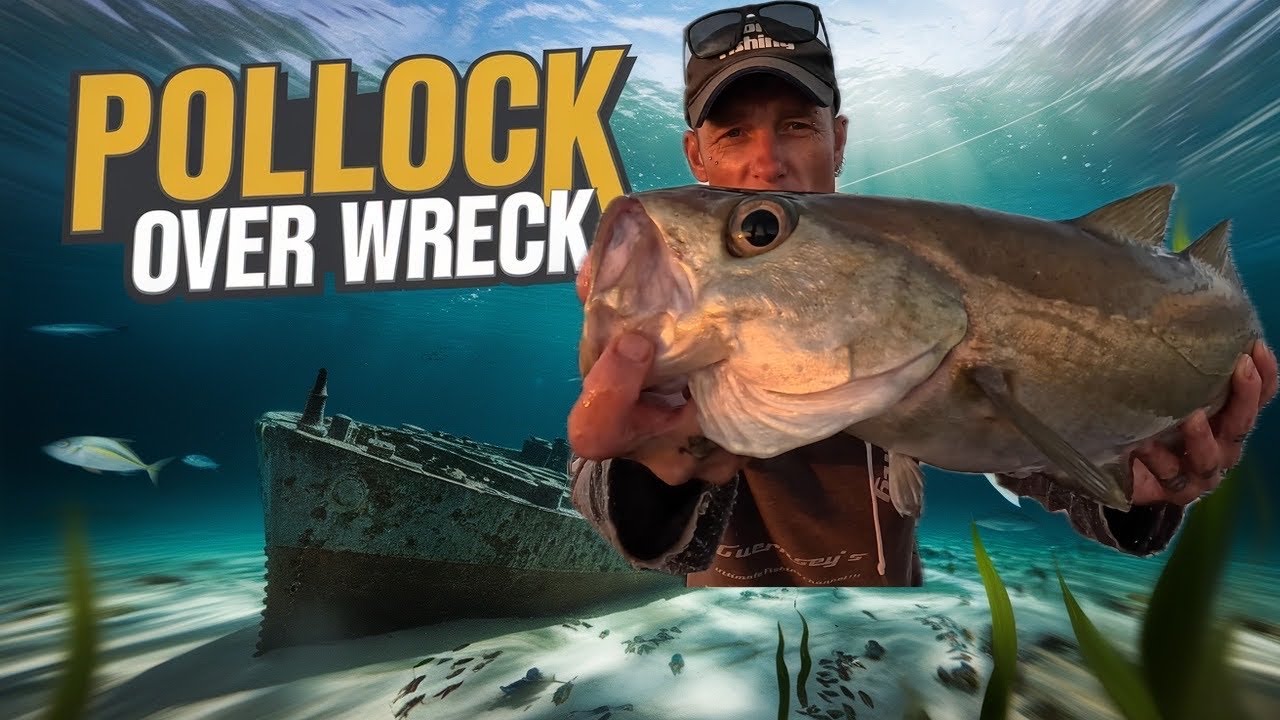 Deep Sea Wreck Fishing For BIG Pollock! - Drifting GIANT Shipwreck!!!
