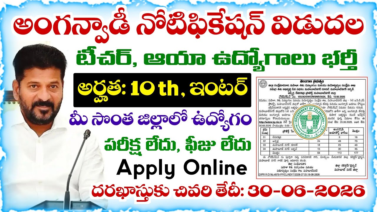 Anganwadi Recruitment Notification Released | Telangana Anganwadi Jobs Notification 2026